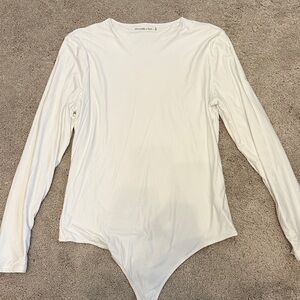 Abercrombie & Fitch Matte Seamless White Long Sleeve Bodysuit